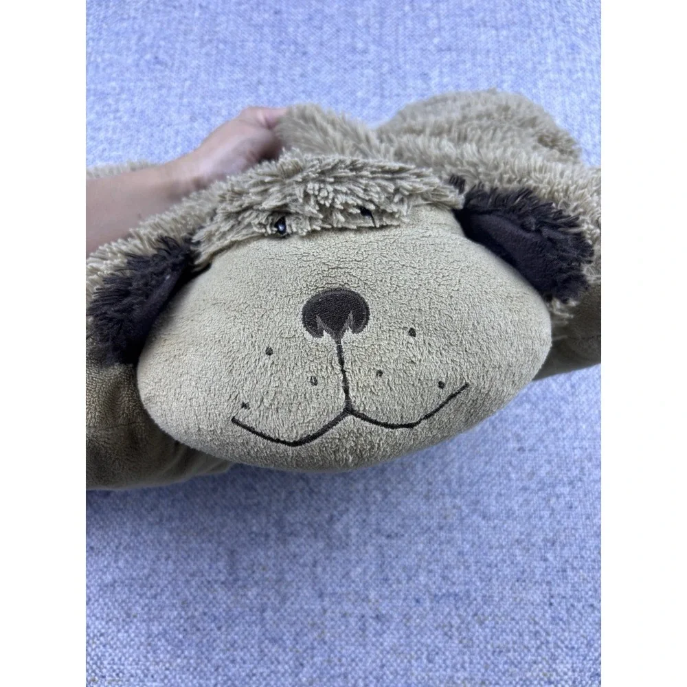 2010 My Pillow Pets Snuggly Puppy Dog Brown Shaggy Plush Stuffed Animal 18